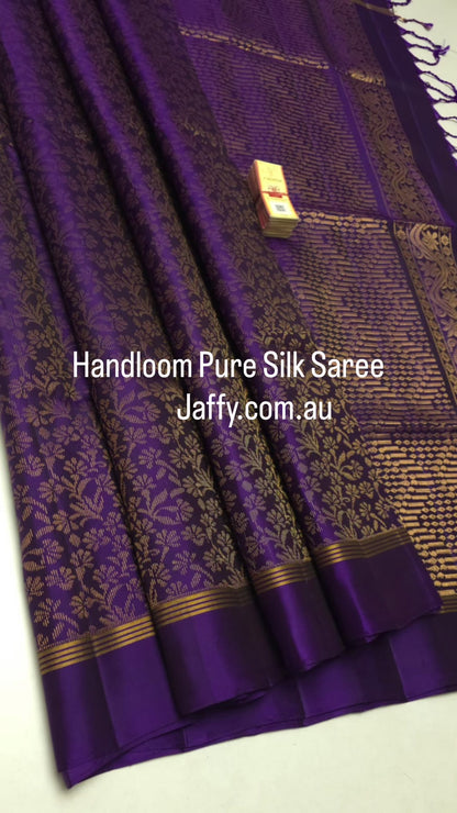 Pure Soft Silk Saree in Royal Purple with Rich Woven Design – Silk Mark Certified