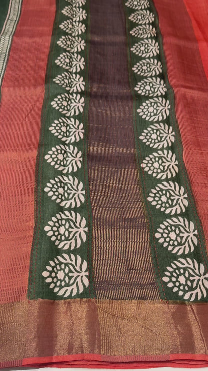 Pure Tussar Silk Saree with Kantha Work