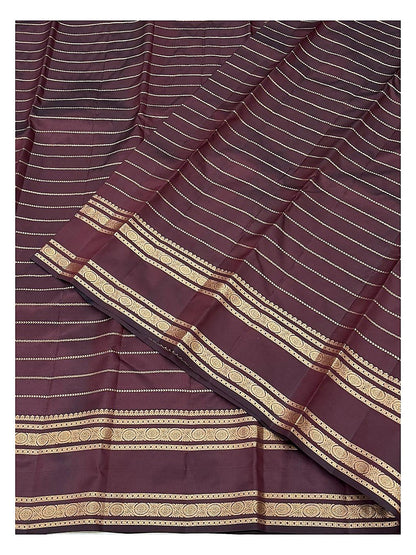 Pure Silk Saree - Deep Maroon with Gold Border and Rich Woven Pallu front view