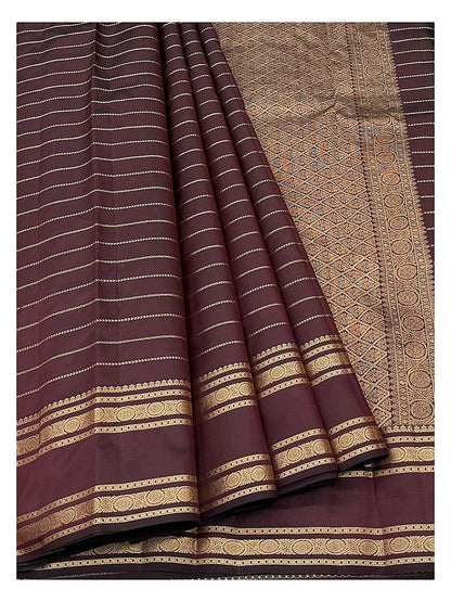 Pure Silk Saree - Deep Maroon with Gold Border and Rich Woven Pallu