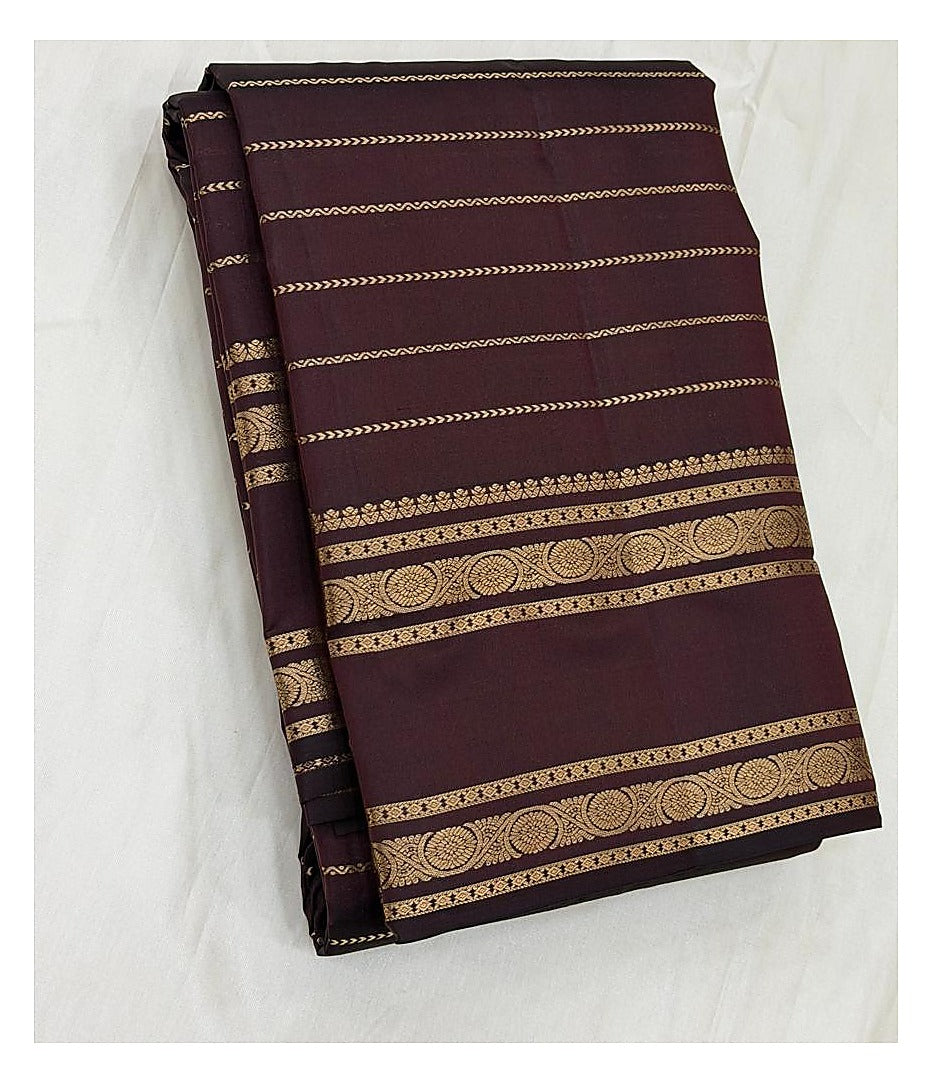 Pure Silk Saree - Deep Maroon with Gold Woven Border front view