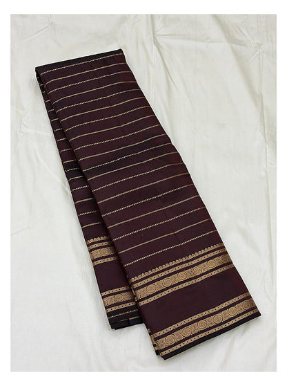 Pure Silk Saree - Deep Maroon with Gold Woven Border