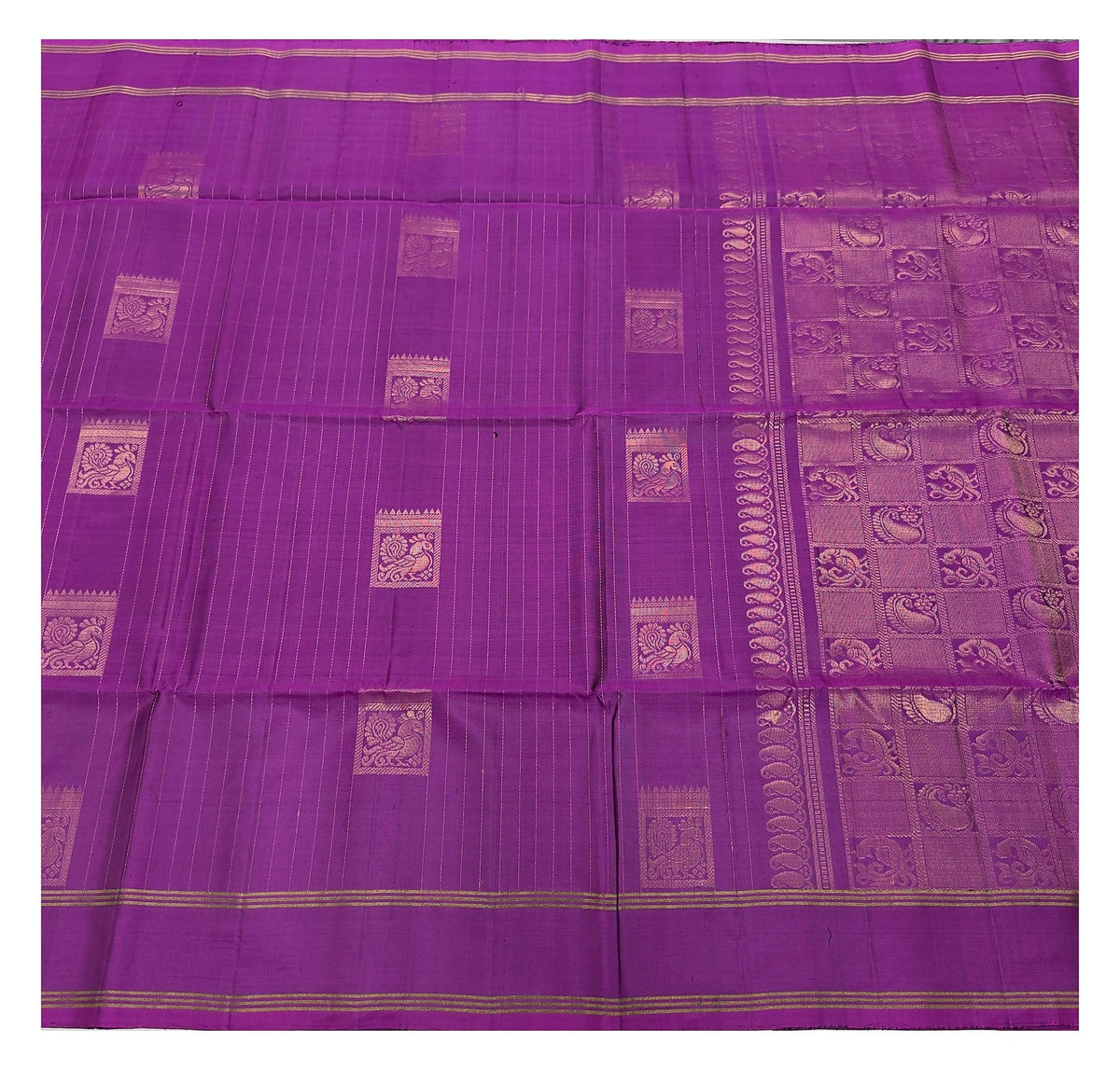 Pure Silk Saree - Double Warp Magenta with Zari Border