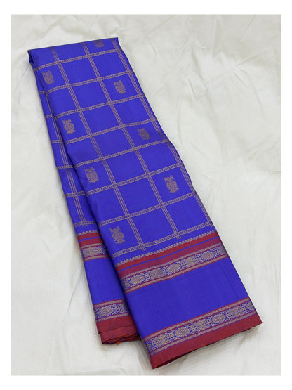 Purple Handwoven Kanchipuram Silk Saree with Maroon Border