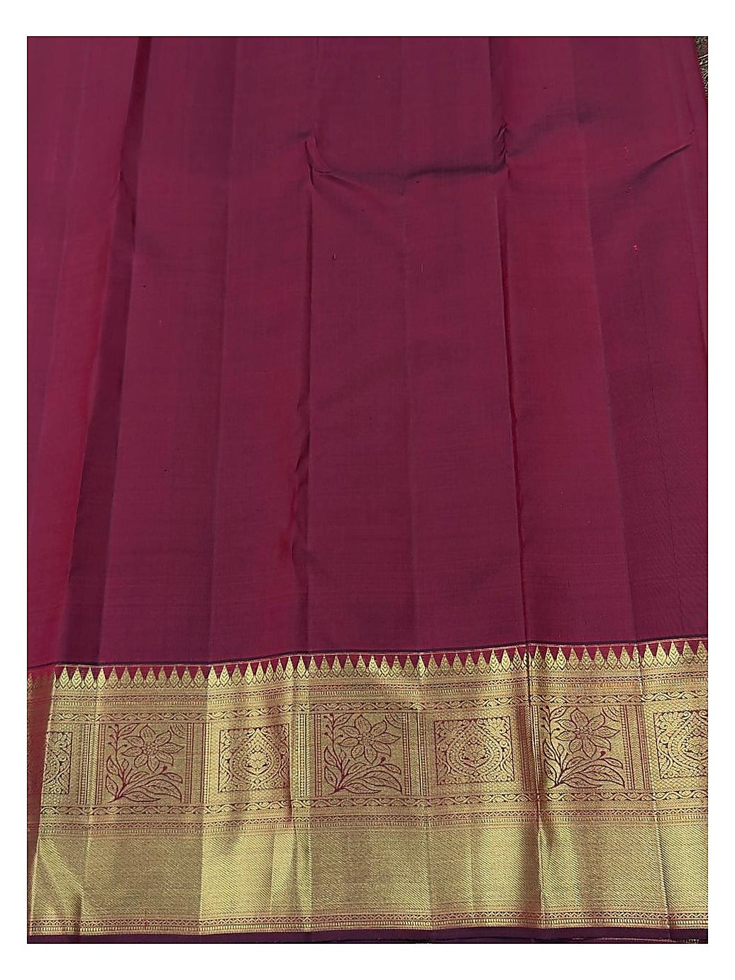 Rose Pink Handwoven Kanchipuram Silk Saree with Gold Geometric Butta Weave and Antique Zari Border
