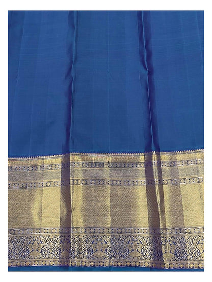 Royal Blue Handwoven Kanchipuram Silk Saree with Gold Butta Motifs and Antique Zari Border