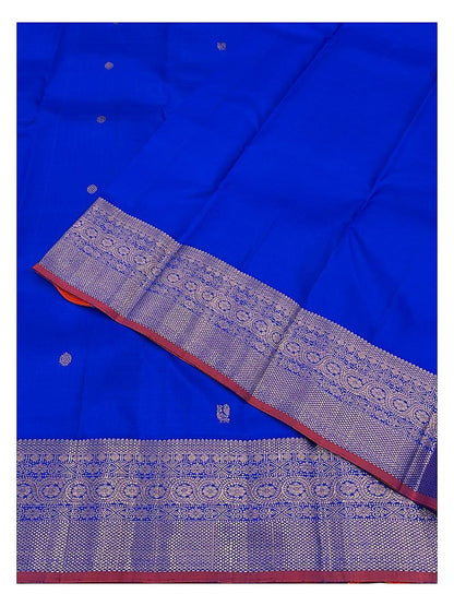 Royal Blue Handwoven Kanchipuram Silk Saree with Gold Zari Border