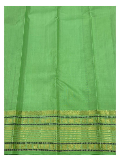 Royal Blue Handwoven Kanchipuram Silk Saree with Mint Green Bird Motifs and Contrast Mint Zari Border