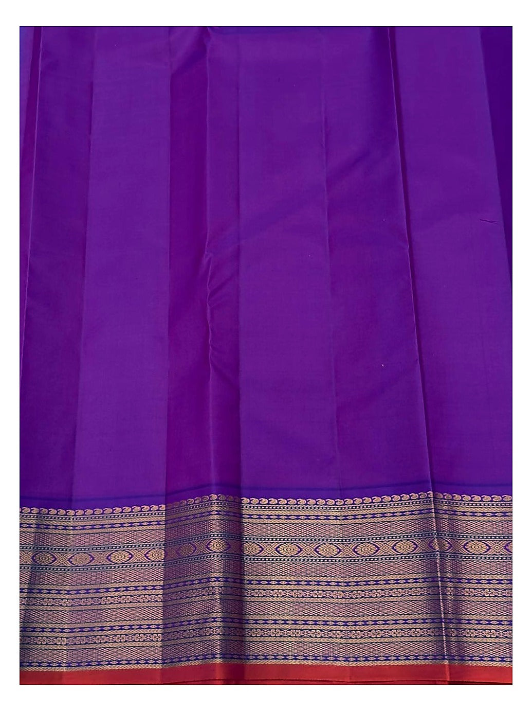 Royal Blue Pure Silk Saree with Gold Butta Motifs and Contrast Magenta Border
