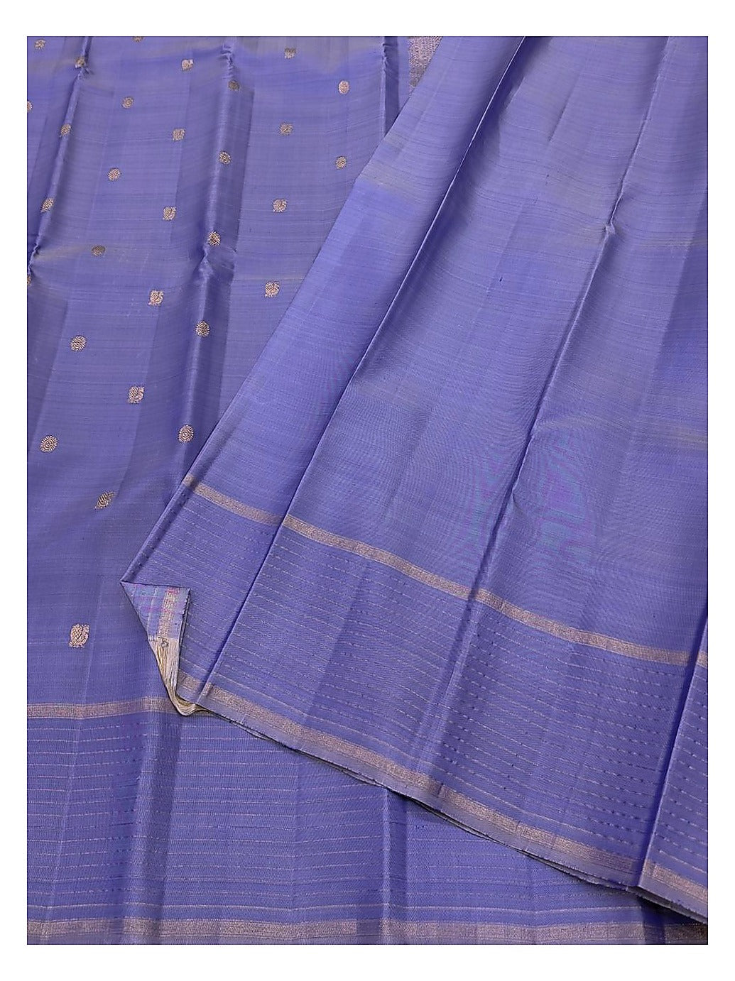 Violet Blue Handwoven Kanchipuram Silk Saree with Gold Motifs
