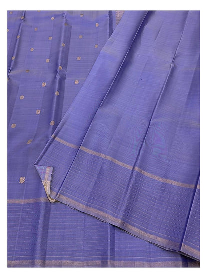 Violet Blue Handwoven Kanchipuram Silk Saree with Gold Motifs
